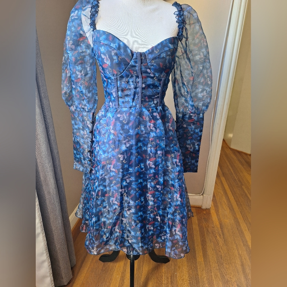 Navy blue dress, corset dress, party dress